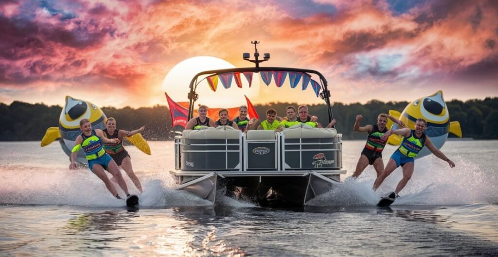 Skiing Behind a Pontoon Boat