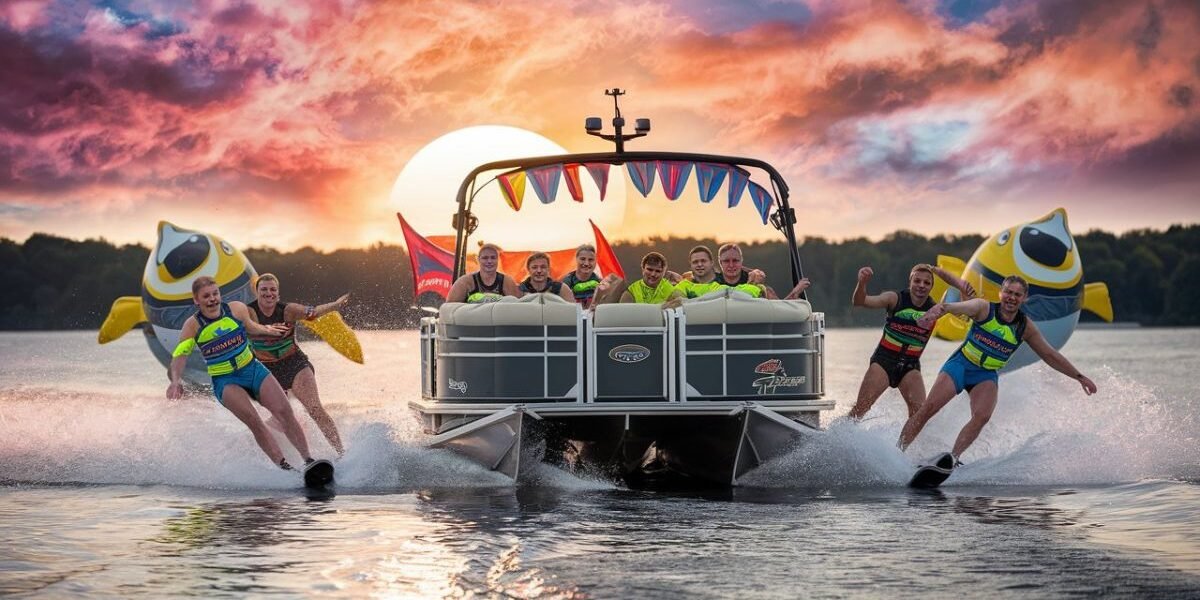 Skiing Behind a Pontoon Boat