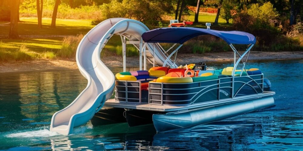 pontoon boat with slide